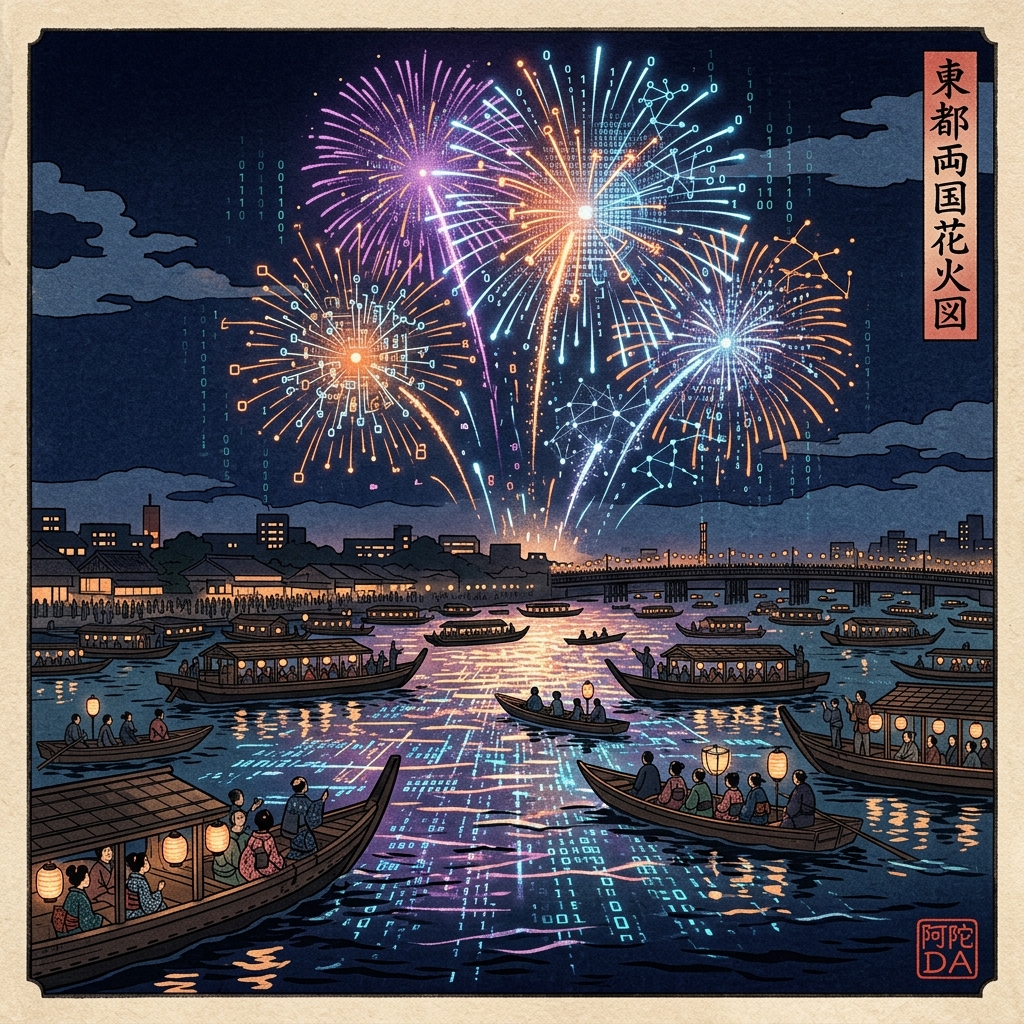 ADA X Hiroshige - Feux d'Artifice Binaires