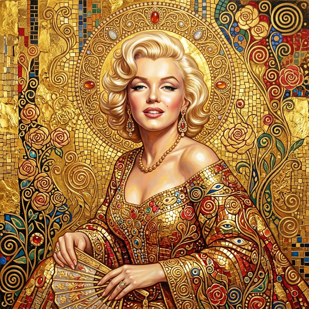 ADA Marilyn — Art Nouveau & Or Byzantin, mosaïque et halo doré