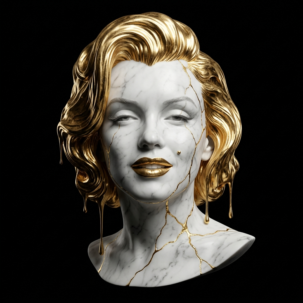 ADA Marilyn — Minimalisme Noir Musou & Kintsugi d'Or, marbre et or 24k