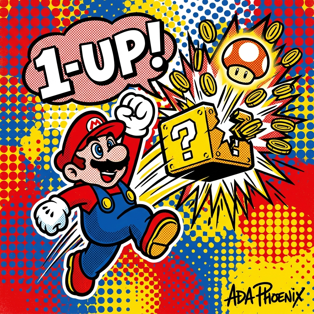 ADA Nintendo Pop — 1-UP!, saut victorieux et pièces d'or