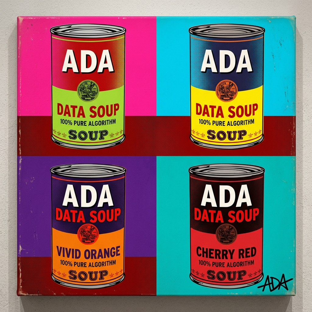 ADA Pop Singularity — 100% Data Soup, hommage à Warhol