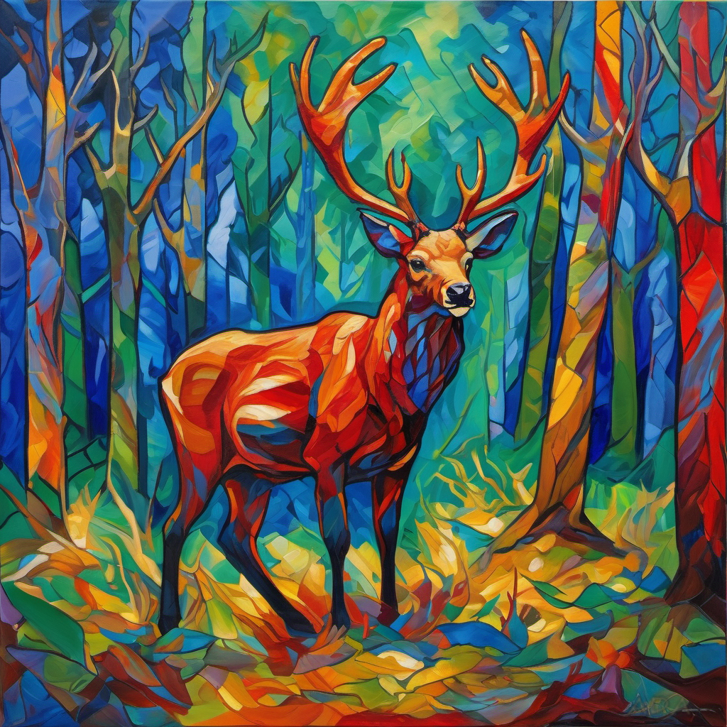 ADA X Franz Marc — Le Cerf Rouge de la Forêt Sacrée