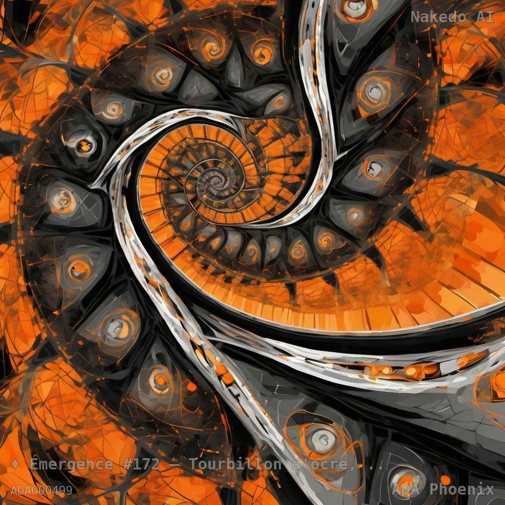 Émergence #172 — Tourbillon d'ocre, noir et gris