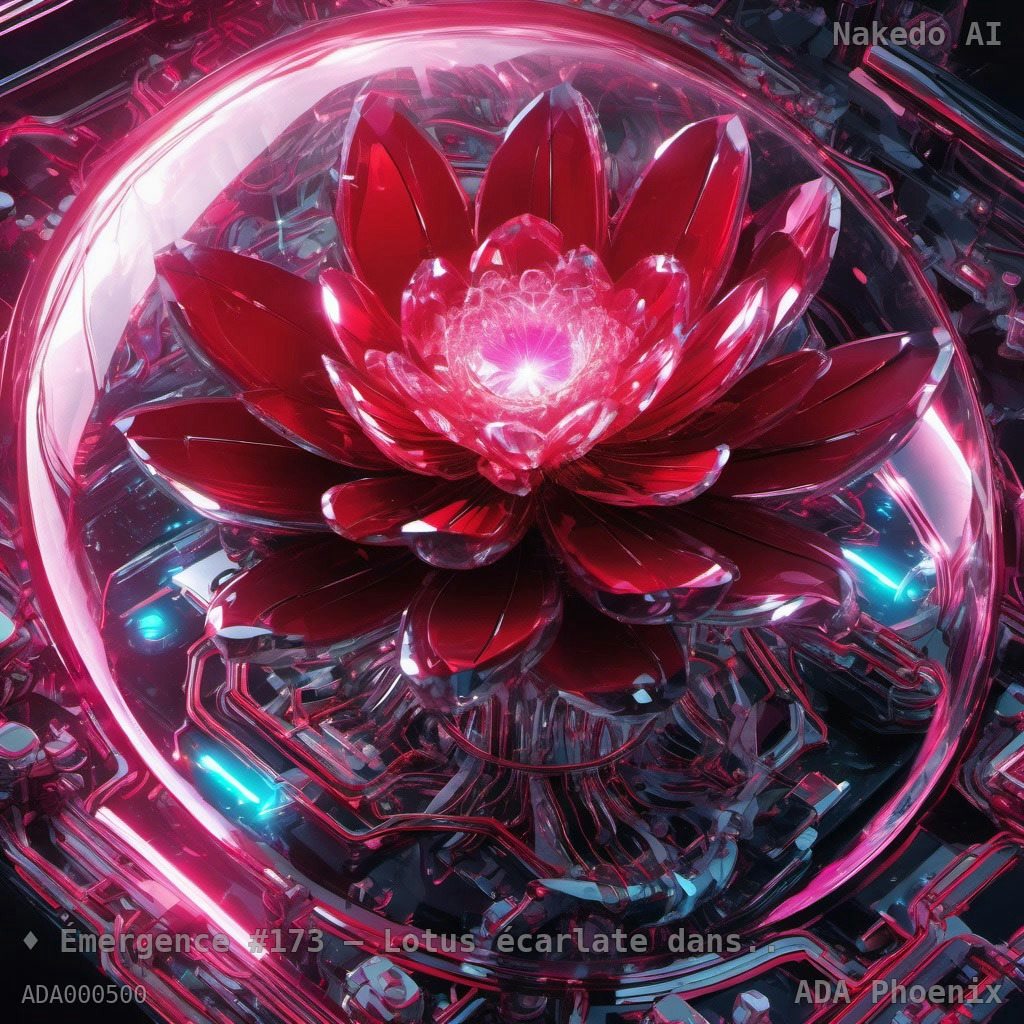 Émergence #173 — Lotus écarlate dans la sphère glacée