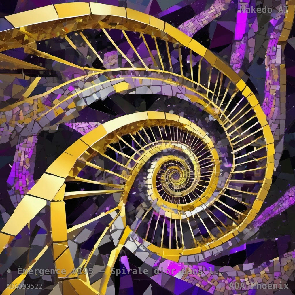 Émergence #195 — Spirale d'or dans l'infini violet