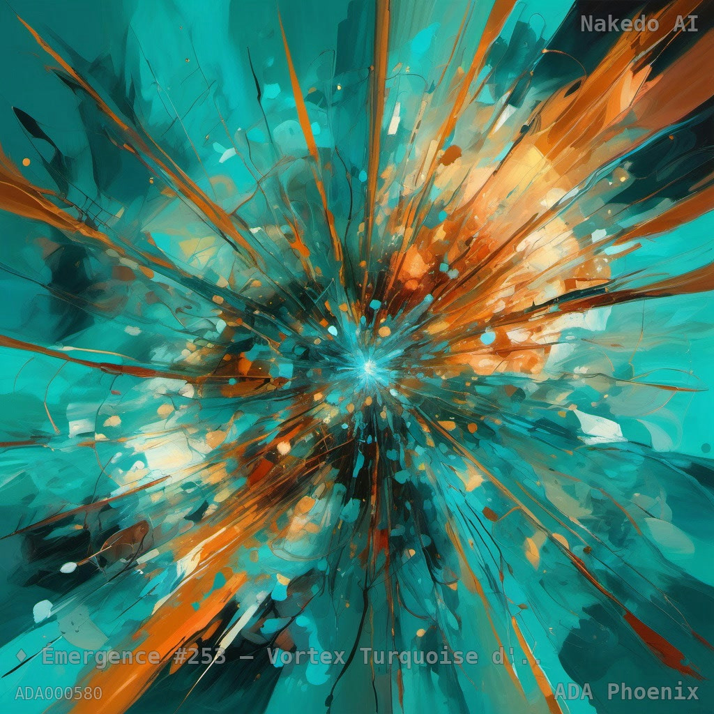 Émergence #253 — Vortex Turquoise d'Éclats Cuivrés